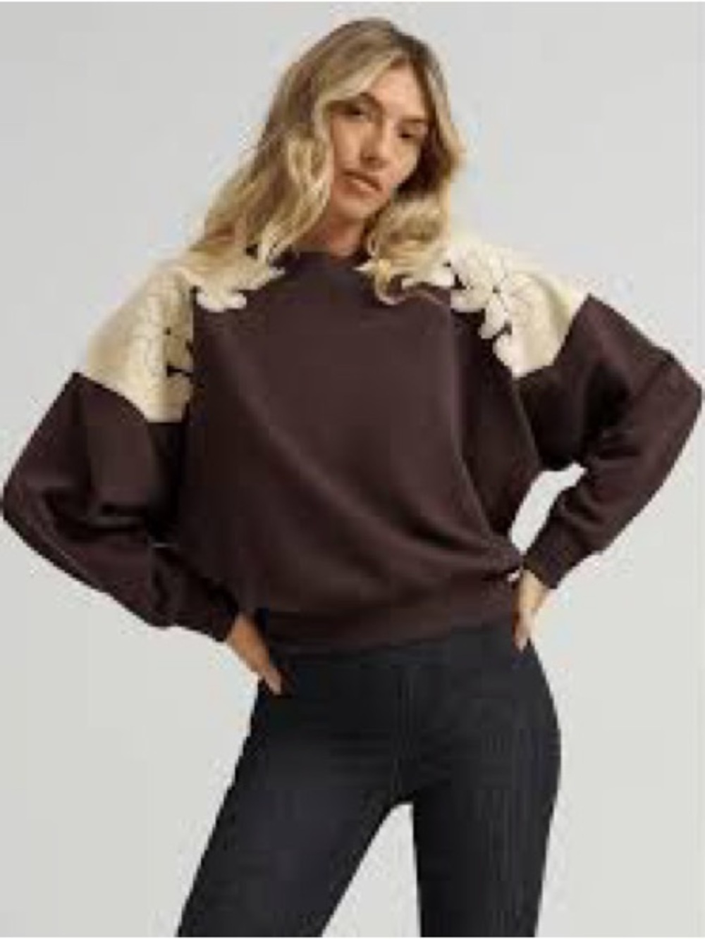 Wrangler x Lainey Wilson French Terry Crew Pullover Brown Western Sweatshirt L